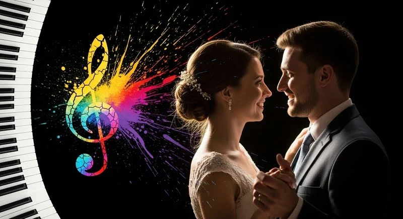 Pareja en su primer baile de boda con su canción personalizada para eventos inolvidables